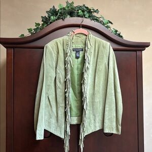 Dialogue Light Green Fringe Jacket